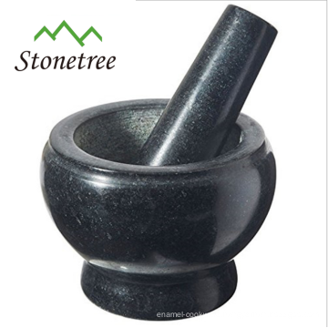 Polished Black Granite Mortar And Pestle for spice